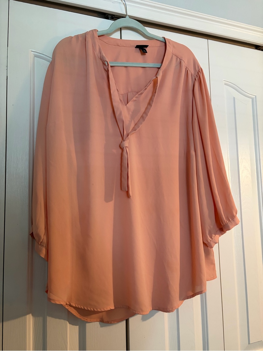 H&M Soft Peach Tie-Neck Blouse - Women Tops